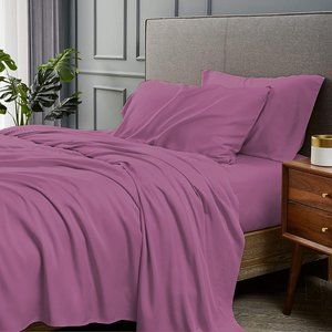 CAL KING - LIGHT PLUM - 4 Piece Bamboo Bed Sheet Set